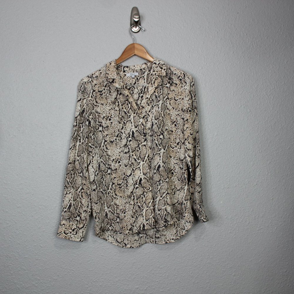 Rails Snakeskin Print Silk Button Down Blouse Sz S - image 4